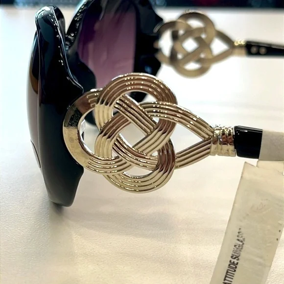 Brand New Round Oversized Black Sunglasses Purple Ombre Fade Lens Celtic Knot - Picture 13 of 15